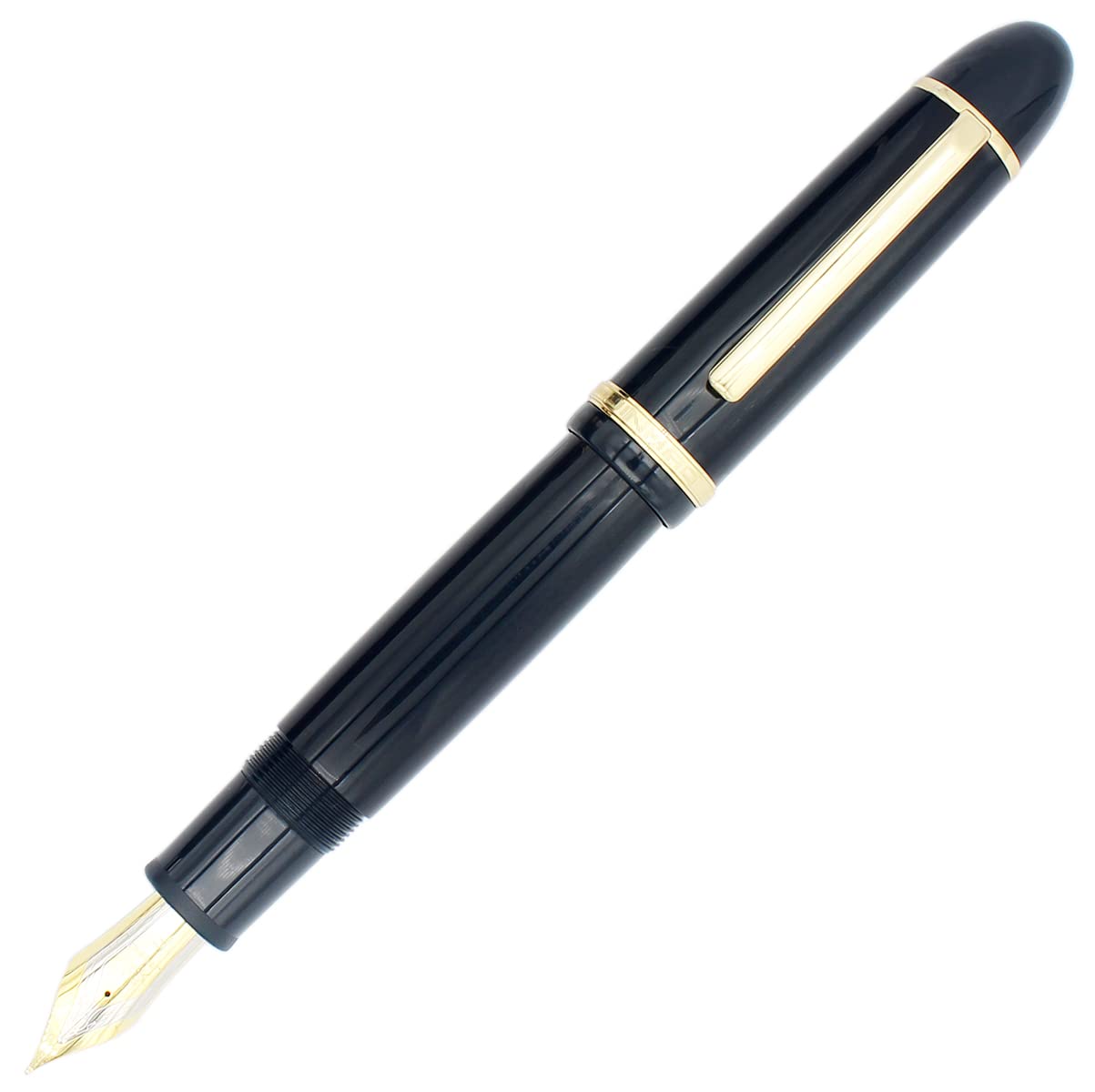 Gullor Fine Nib Fountain Pen X159, Acrylic Big Size Writing Pen Gold Trim, Gift Boxed, Dark Blue