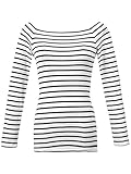Maggie Tang Trendy Solid Fitted Off Shoulder Long Sleeve Blouse Top