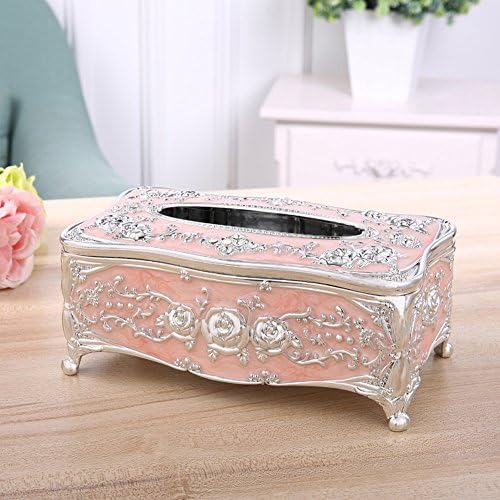 European Style Acrylic Tissue Boxes Dining Table Rectangular Napkin Holder Plastic Tissue Box (Pink-B)