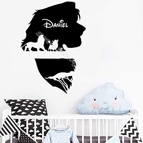 Personalized Lion King Wall Sticker Custom Name Cartoon Animal Decals Boys Kids Bedroom Nursery Mural Wallpaper Art Poster E 56x78cm