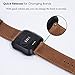 KADES Compatible for Fitbit Versa Band, Classic Genuine Leather Strap with Quick Release Pin Compatible for Fitbit Versa Smart Watch, 5.5