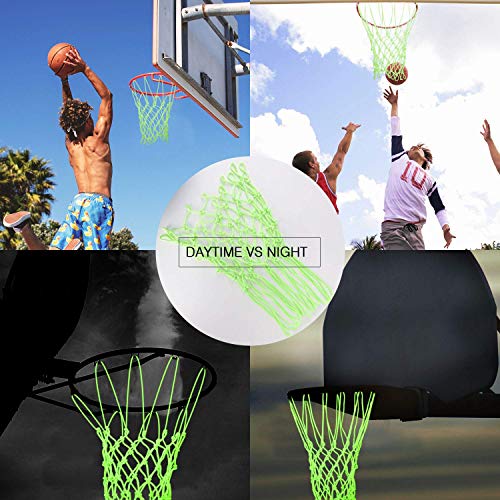 Eau Glow Basketball Net, Glow in The Dark Heavy Duty Basketball Hoop Replacement Net 12 Loop Standard Size - Thumbnail 4