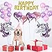 Birthday Party Decoration Kits 40 pcs Glitter Unicorn Headband,Gold Happy Birthday Banner,Foil Party Balloons, Headband for Kids Girls Birthday Party (Pink)