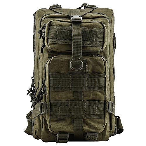 HUKOER 17.7''x 9.9''x 9'' Tactical Rucksack - Fashionable 30L Multiple Colors Outdoor Tactical Shoulder Hiking Daypack Military Backpack Perfect for Young Camping Trekking Hunting (Army green)