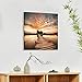 Lake Bridge Canvas Artwork Pictures: Boardwalk in Sunset with Clouds Painting Print on Canvas Wall Art for Living Room (28'' x 28'')