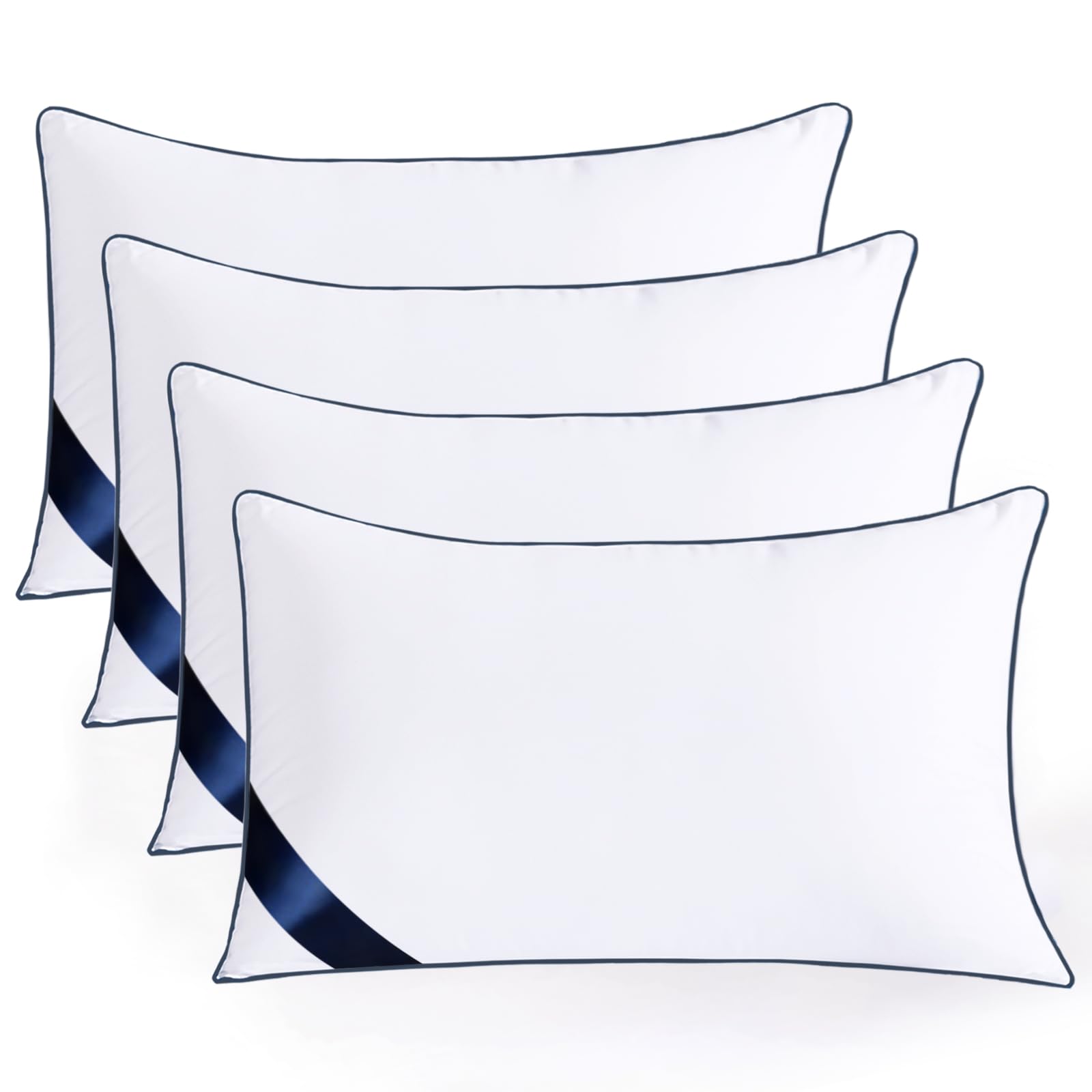 Photo 1 of Pillows Standard Size Set of 4,Soft Microfiber Standard Pillows with Hollow Fiber,Hotel Quailty Bed Pillows for Sleeping 4 Pack for Back,Stoamch Sleeper