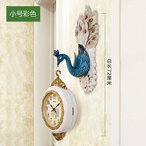 OLILEIO European Peacock Clock Clock Double Living Room Fashion Watches Creative Modern Wall Silent Watch,20 Inches,Total Length Of Color 72Cm