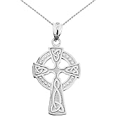 Claddagh Gold 925 Sterling Silver Celtic Cross Trinity Knot Pendant Necklace, 18"