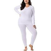 HOdo Plus Size Thermal Underwear Women Long Johns Fleece Lined Base Layer Top and Bottom Sets 1X-5X