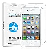 [2 Pack] iPhone 4S / 4 Glass Screen Protector, OMOTON 2.5D Tempered Glass Screen Protector with [9H Hardness] [Premium Crystal Clarity] [Non-Scratch] for iPhone 4S / 4, 3.5 inch
