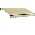 Outsunny 8' x 6.5' Retractable Awning, Patio Awning Sunshade Shelter with Manual Crank Handle, 280gsm UV Resistant Fabric and Aluminum Frame for Deck, Balcony, Yard, Beige