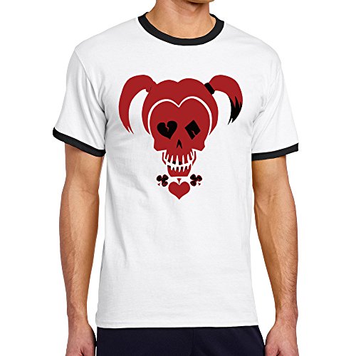 Men's Cool Harley Quinn Suicide Squad Contrast Ringer Tshirt XL Black