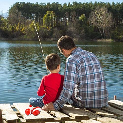 Bskifnn 50 Stück runde Angel-Bobber 2,5 cm/3,2 cm/3,8 cm/4,4 cm/5,1 cm Schwimmer-Bobber Druckknopf – Rot und Weiß ABS… – Bild 6