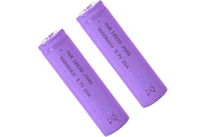 AFSONGOO 3.7 Volt 2 Packs Button Top Rechargeable Batteries 3000mAh for Flashlights, Headlamps, Doorbells, RC Cars (Purple)
