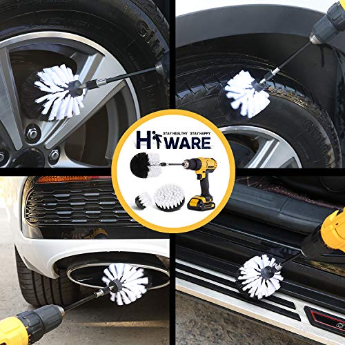 image for Hiware 4 Pcs Drill Brush Car Detailing Kit with Extend Attachment, Sof