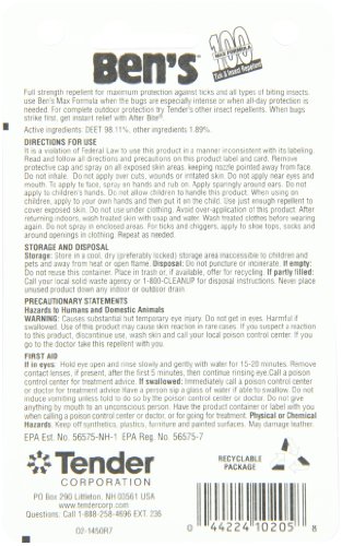 Ben's 100% DEET Mosquito, Tick and Insect Repellent, 1.25 Ounce Pump, 3 Count