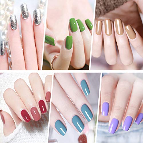 Yayoge Gel Nail Polish Kit，6 Colors Gel Nail Polish Base and Top Coat ，UV Gel Nail Polish Set ，Soak Off Gel Nail Art Manicure Kit, Ideal Gifts DIY Nail Art Salon and Home