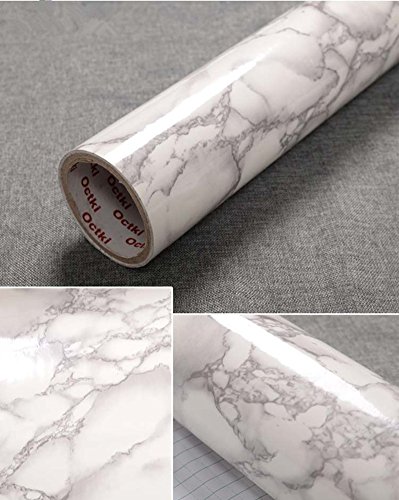 Yancorp White Gray Marble Contact Paper Removable Wallpaper Film Self-Adhesive Marble Sticker Kitchen Peel and Stick Backsplash Tile Countertop Furniture Shelf Liner 10ft (12"x79", White Gray)