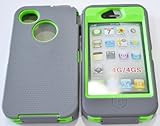 Generic Hybrid Body Armor Hard Protective Case Cover for iPhone 4/4s - Non-Retail Packaging - Gray/Green