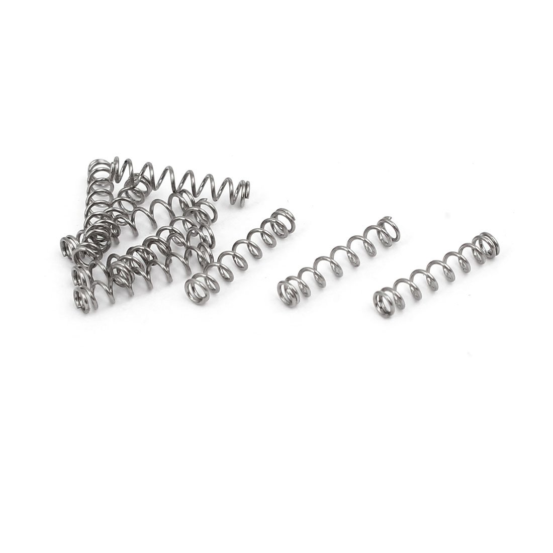 sourcingmap 0.3mmx2mmx10mm 304 Stainless Steel Compression Springs Silver Tone 10pcs