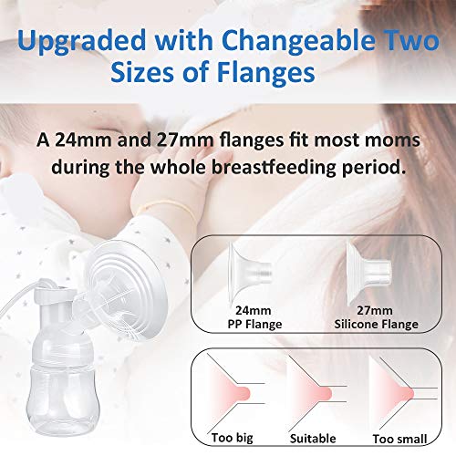 COTEY Double Electric Breast Pump Hands Free Milk Extractor with Removable Flanges Silicone Wireless Breastpumps Portable for Travel (Accessories Set, 9 Levels of Suctions, Memory Function)