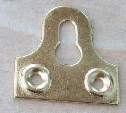 Ironmongery World 10 x 38/32mm Picture Mirror Fixing Hooks Plates Frame Hanging Hanger Brass - 32mm - Slotted