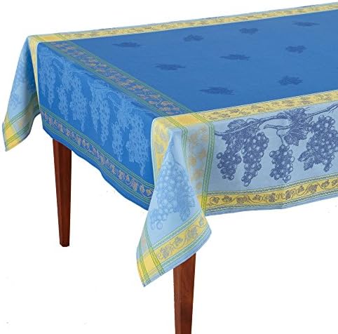 Tavel Bleu French Jacquard Tablecloth, 63 x 79 (4-6 people)