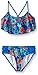 Kanu Surf Girls Flounce Bikini Beach Sport 2 Piece Swimsuit, Karlie Floral Blue, 14