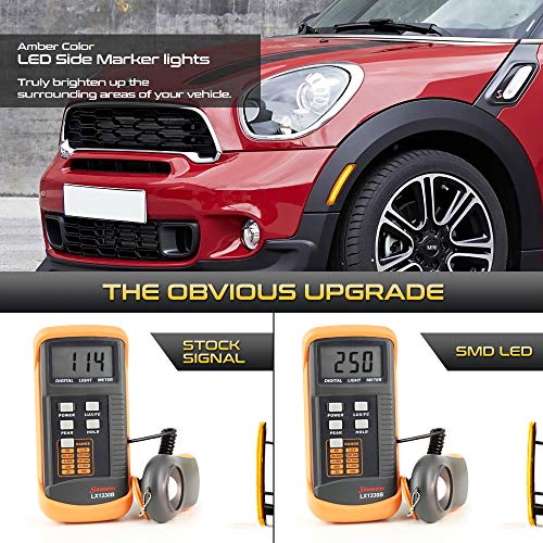 VIPMOTOZ Front Wheel Arch Full LED Chrome Housing Side Marker Light Lamp Assembly Replacement Pair For Mini Cooper R55 R56 R57 R58 R59 R60 R61, Driver & Passenger Side