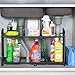Lifewit Adjustable Under Sink Organizer, 2-Tier Expandable Rack for Bathroom Kitchen Organization, Premiun Carbon Steel