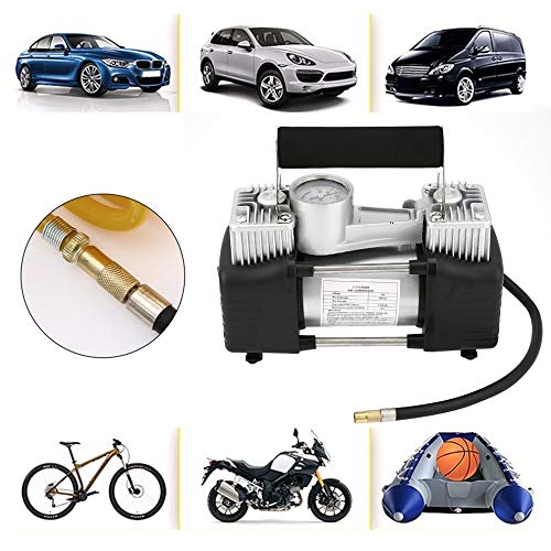 Dc 12V Portable Super Flow Car Tire Tyre Inflator Metal Vehicle Auto Electric Pump Air Compressor with Chargerheavy Duty Set