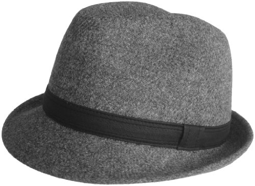 Brims "Windsor" Classic 100% Wool Fedora (Grey, Large)