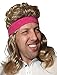 Mullet Wig 80s Vintage Rocker Long Blonde Brown Party Tennis Costume Pink Headband Included … (Brown)