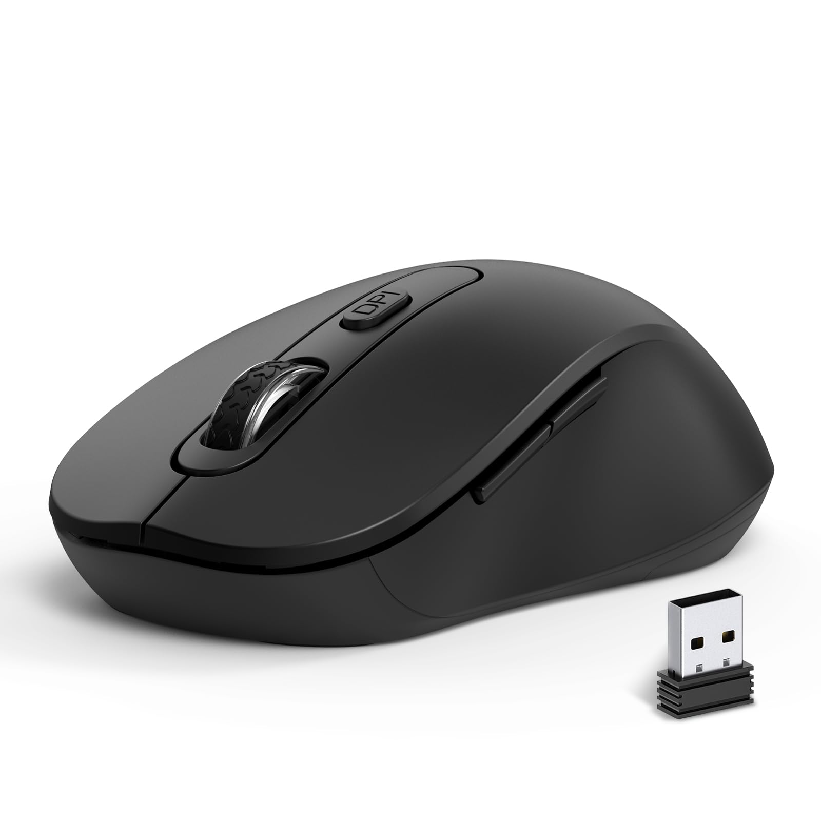 Photo 1 of Wireless Mouse for Laptop, PC, Chromebook, Mac, MacBook, Silent Wireless Mouse with USB Nano Receiver, Side Button, 2400 DPI, Anti Slip Roller, 6 Button Ergonomics Cordless Computer Mice - Black