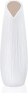White Flower Vase for Decor, W.Sealet Ceramic Vase for Flowers 9 Inch Modern Home Decor Heart Opening Vase for Wedding Centerpieces, Living Room, Kitchen, Office