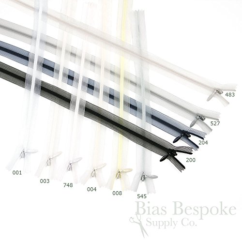 Set of 12 Transparent Navy Blue Invisible Zippers, 28" Length, Bias Bespoke Brand