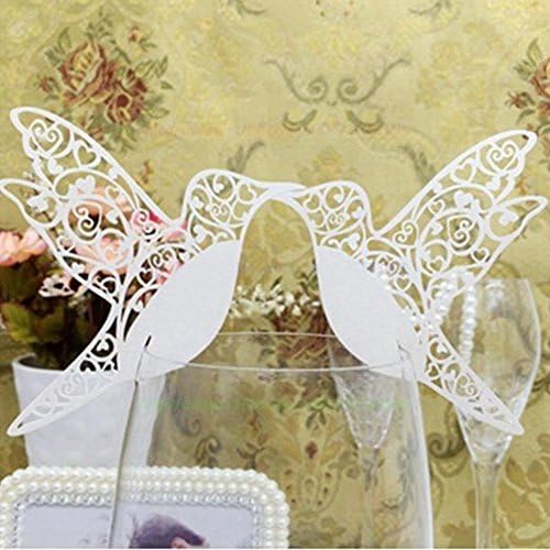 50pcs Paperboard Bird Laser Cut Glass Place Cards Wedding Party Decor White