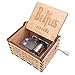 Mini Music Box Hand Crank Carved Wood Musical Gifts,Play Let it Be,Brown