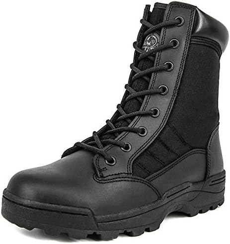 Milforce Men’s 8 Inch Military Tactical Boots Speedlace Desert Boots Combat Outdoor Work Shoes (11 D (M) US, Black)