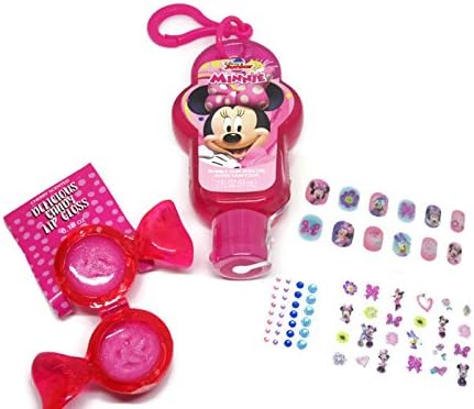 Pretty in Pink Minnie Bundle of 3: 1 Candy Lip Gloss, 1 Minnie Hand Sanitizer, 1 pack of Minnie Nail Art