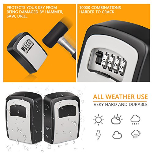 Key Storage Lock Box Victostar 4 Digit Combination Wall Mounted lockbox Key Safe Security Storage Case Organizer Resettable Code - Thumbnail 7