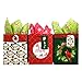 Set of Christmas Gift Bags and Tissue Paper (12 Bags + Tissue, Traditional Holiday)