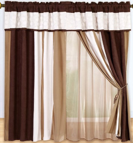 Luxury Brown White Micro Suede Circle Patchwork Window Import