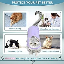 SUNFURA Cat Recovery Suit, Cat Onesie for Cats