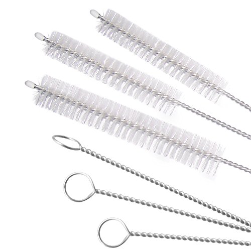 GFDesign Drinking Straw Cleaning Brushes Set Pipe Tube Cleaner Nylon Bristles Stainless Steel Handle 8" 12" Extra Long 10mm 12mm Extra Wide Diameter - Set of 5