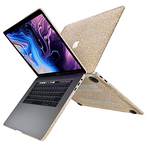 MacBook Air 13 Inch Case 2019 2018 Release A1932, Anban Glitter Bling Smooth Protective Laptop Shell Slim Snap On Case with Keyboard Cover Compatible for Mac Air 13 inch with Touch ID, Gold