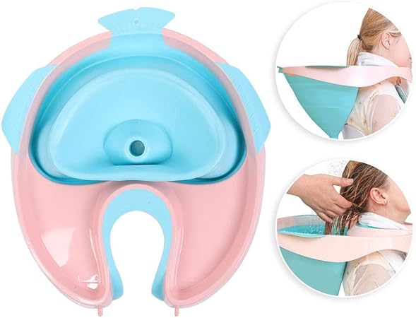 Amazon Co Jp シャンプーの洗面器の皿 妊娠中の女性の高齢者の子供のための排水が付いている折りたたみ式のシャンプーの洗面器の家庭用ヘア洗面器の皿 ビューティー