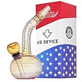 Glass Water Big Chamber Bub 5.5 inch Light Red Pattern (Red, 1)