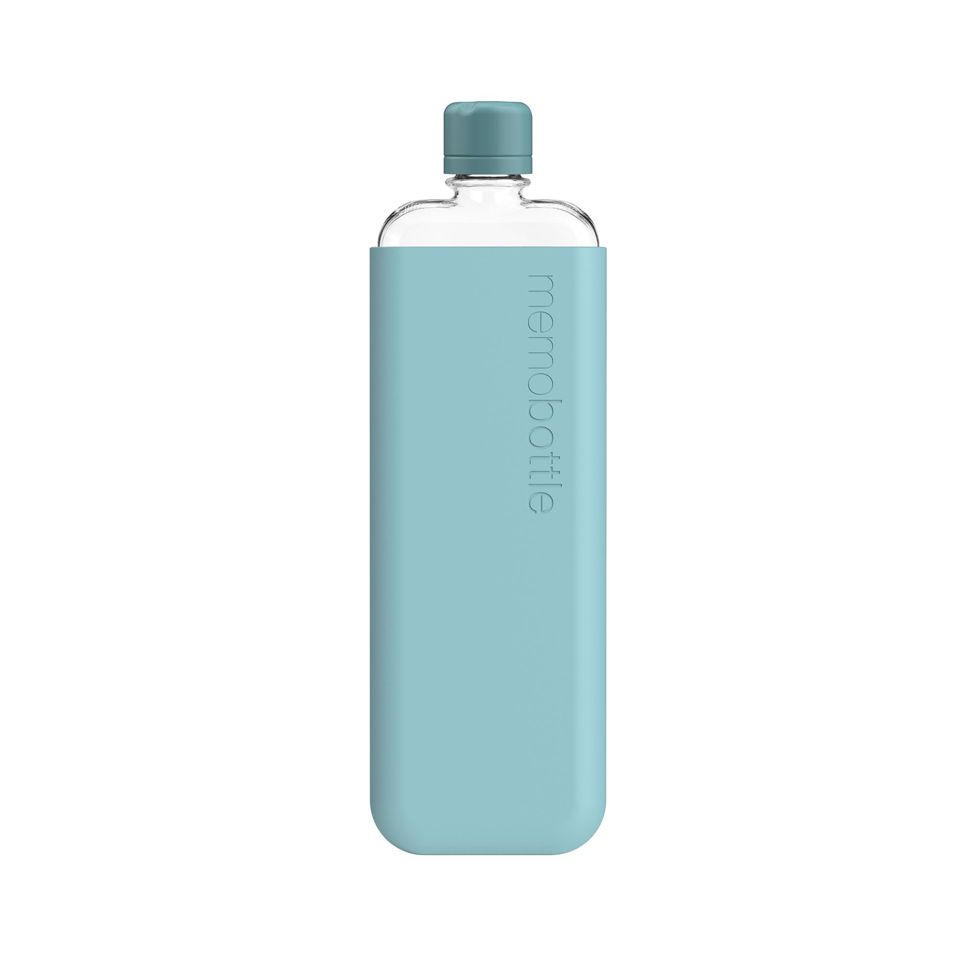 memobottle SLIM (Sea Mist) Bundle - 15oz (450ml) - Bottle, silicone sleeve & lid | Sleek, Slim & Flat Water Bottle for Bags & Laptops | BPA Free Tritan | Modern, Minimalist | Ideal for Daily Use