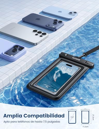 Lamicall Funda Impermeable para Celular - [Flotante] 2 Piezas, Cierre Antiapertura Bolsa para Celular contra Agua, Waterproof Case Compatible con iPhone 17 16 15 Pro MAX, Galaxy S25, 4-8.5" con Funda